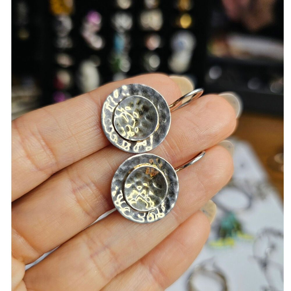 Silpada Mixed-Metal Hammered Sterling & Gold-Tone Dangle Earrings